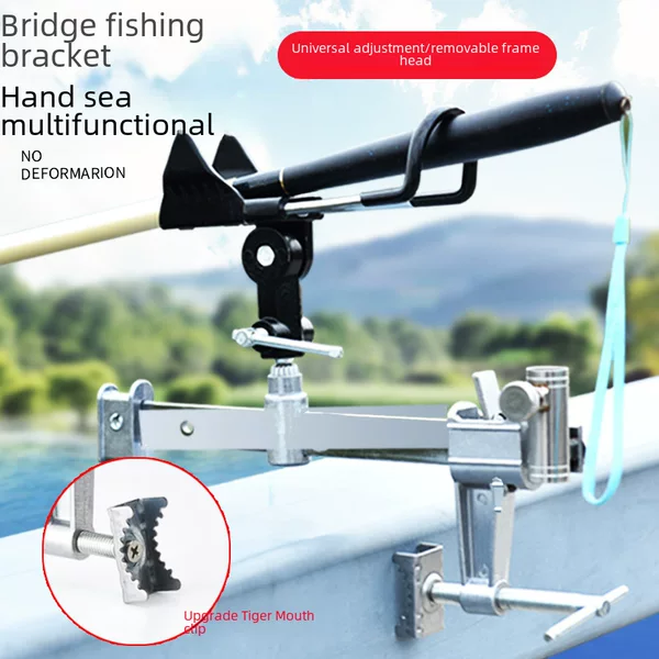 Quick-Release Multi-Purpose Bridge Fishing Stand for Hand Rods, Sea Rods, Fishing Rods, Turret Stand, Bridge Railing Fishing Stand, Fishing Gear