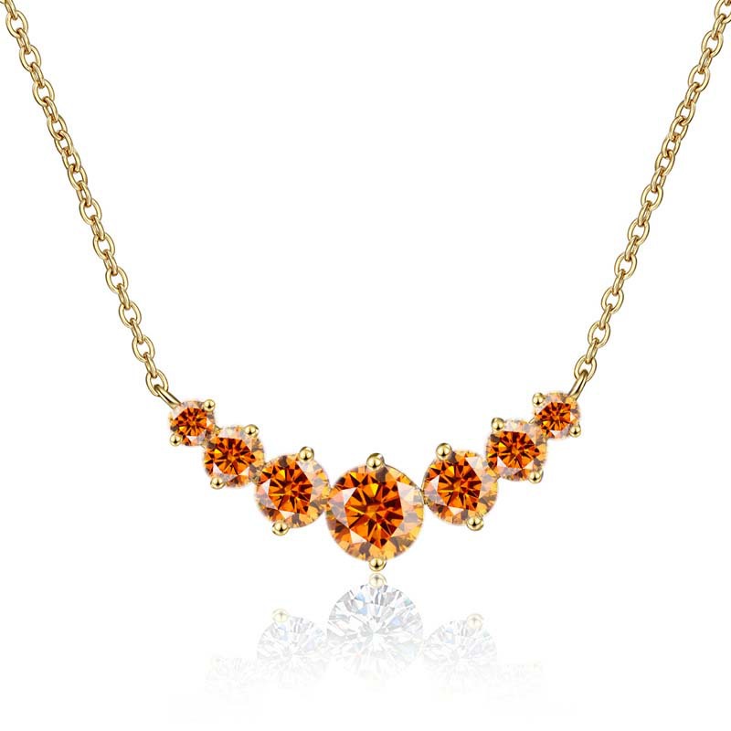 Collar de oro de plata esterlina s925 mujer sonrisa minimalista siete princesas collar de piedra de mosaico de color 2.8 quilates