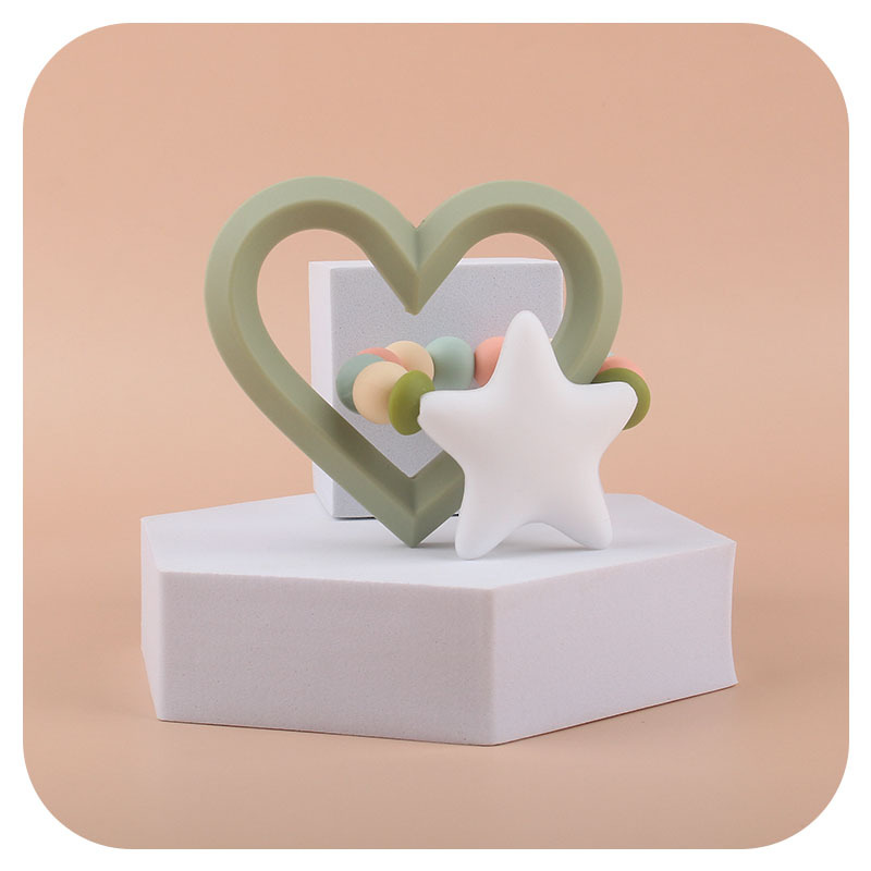 Nuevos productos para bebés de silicona gran amor teether calmante bebé cuentas de silicona pezón pulsera juguete teether