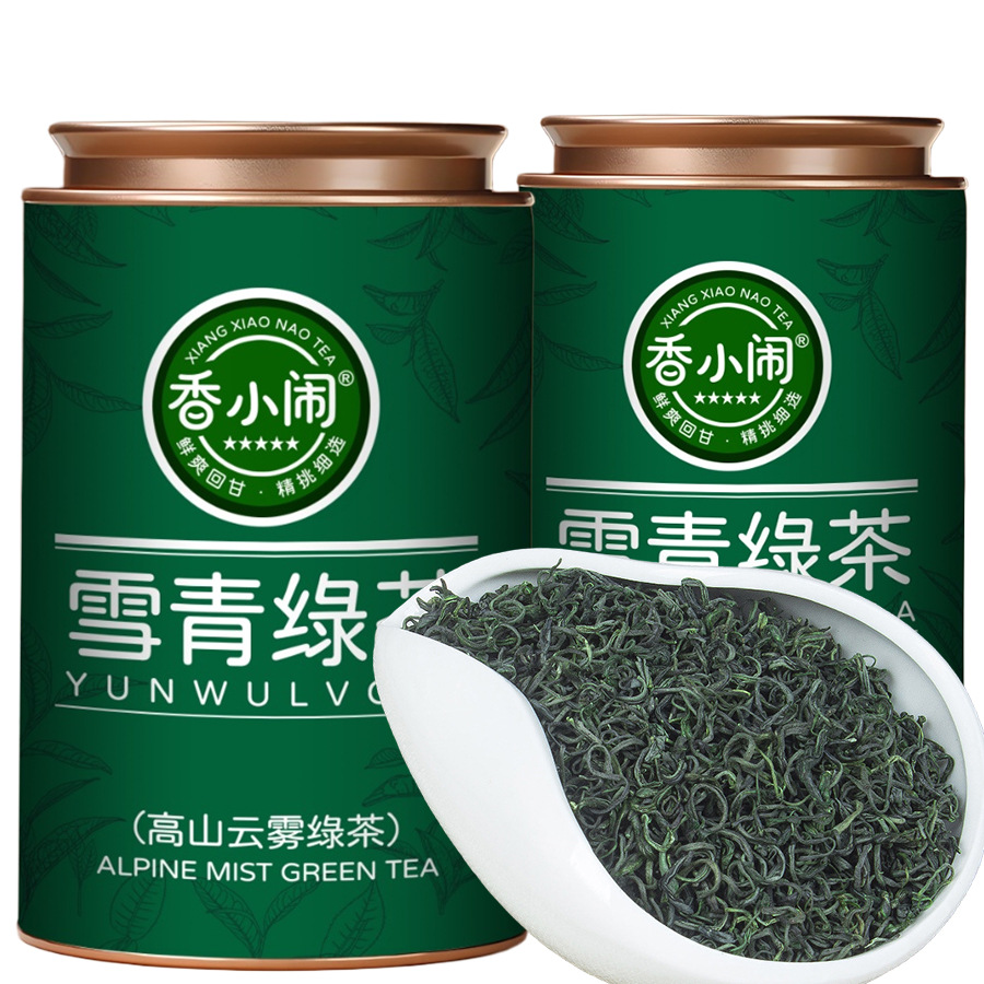 香小闹品牌茶叶浓香型绿茶浙江高山云雾绿茶雪青绿茶叶罐装100克