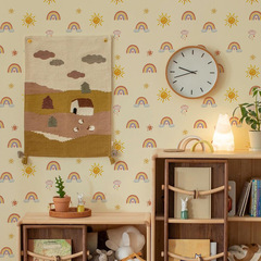 ATW7010簡約太陽彩虹壁紙牆貼多尺寸多材料選擇牆貼自粘牆貼