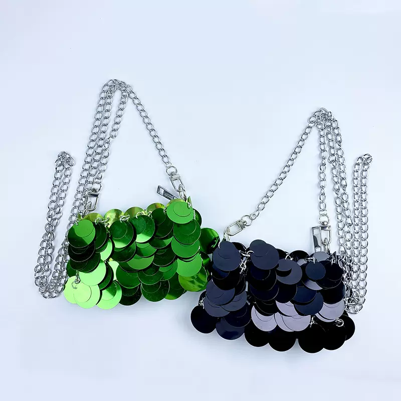 时尚个性亮片晚宴包小香风百搭时尚简约斜挎包网红小红书同款亮片