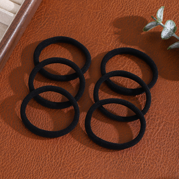 5cm Towel Ring Rubber Band for Women, Korean Style High Elasticity Durable Hair Tie, Simple and Elegant Black Hair Rope Hair Ring