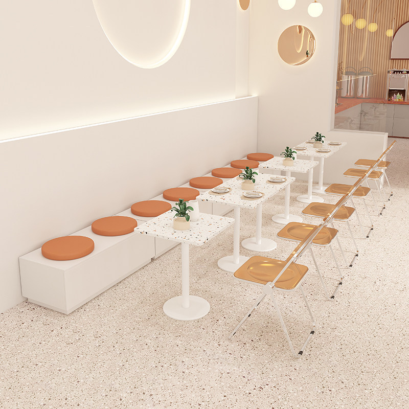 2026 New Trendy Internet-Famous Milk Tea Shop and Bakery Dessert Shop Leisure Booth Sofa Cafe Table and Chair Set