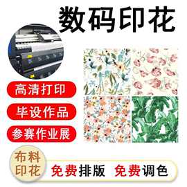 厂家涤纶布数码印花加工 热转移印花 来料包工包料 高色牢高清晰