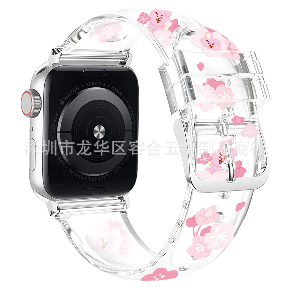Applicable to Apple watch transparent printed TPU strap Iwatch 1-7 generation Universal
