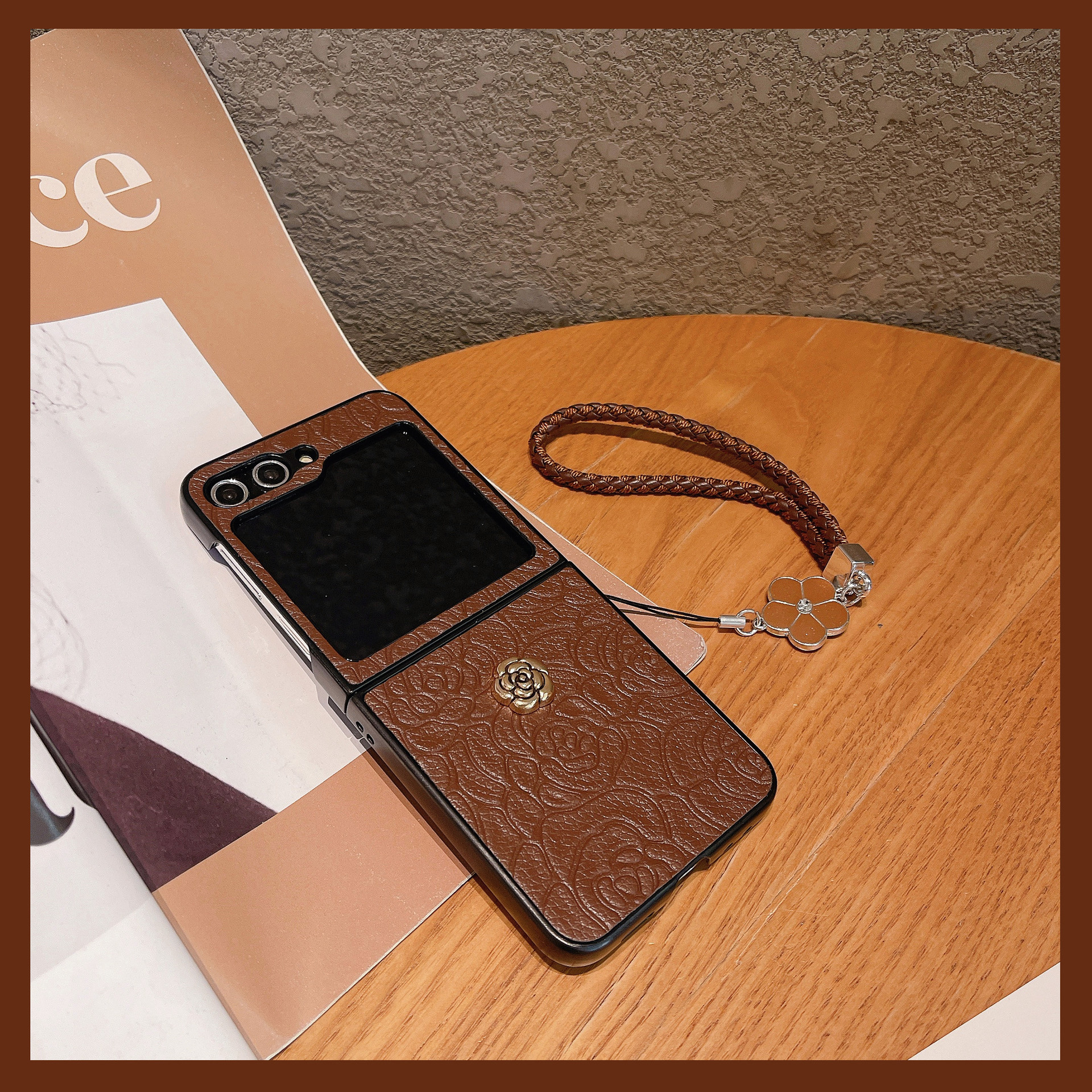 High-Grade Three-dimensional flower for Samsung Galaxy Z Flip3/4 fold folding screen phone case ZFlip5 Japan and South Korea_voghion.com