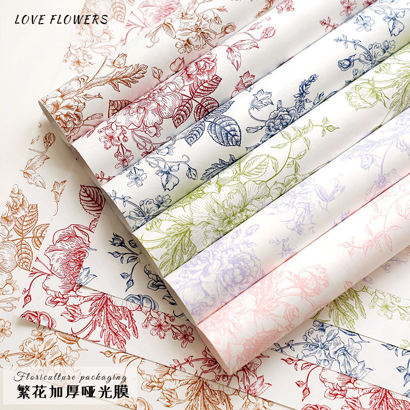 Changyi 卸売花マットフィルムフラワー包装防水紙ヨーロッパレトロブーケフラワー包装紙材料|undefined