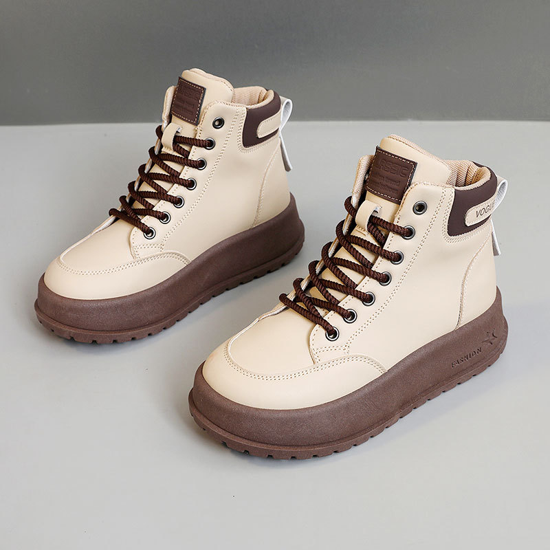 Nei britesch Retro-Stiwwelen fir Fraen, Hierscht, déck brong, kuerz Stiwwelen_voghion.com