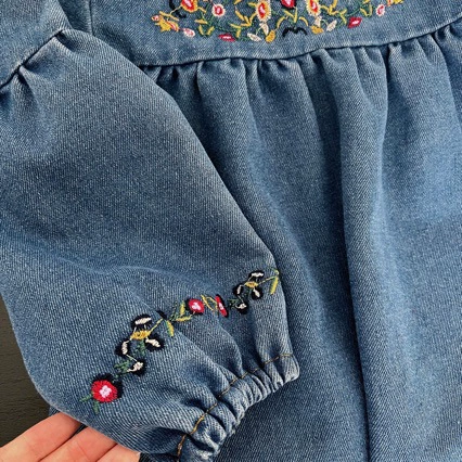 Spring denim dress girl's, fashionable comfortable long-sleeve, children's skirt, Korean style