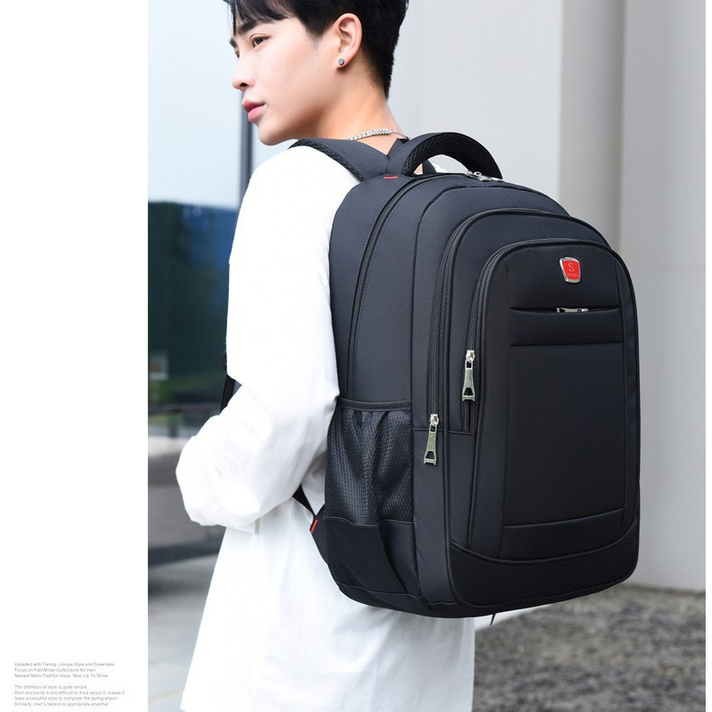 Printable Logo Computer Bag, Simple Casual Large-Capacity Business Backpack, Multi-Layer Travel Backpack for College Students