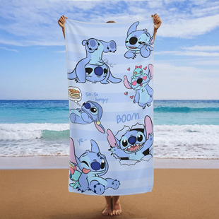 1Pc Stitch Printed Quick-Drying Towel, Stitch Printed Fashion Quick-Drying Towel, Absorbent Poly