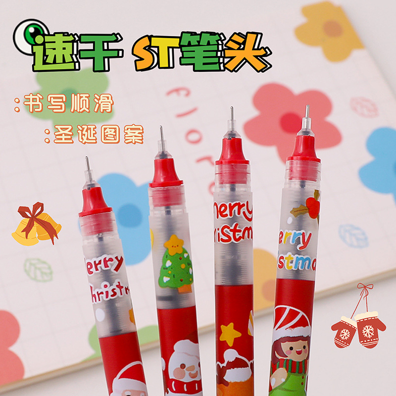 Navidad de secado rápido recta-Bolígrafo líquido 0,5mm examen recto-líquido pluma de gran capacidad Negro pluma de agua pluma de la firma