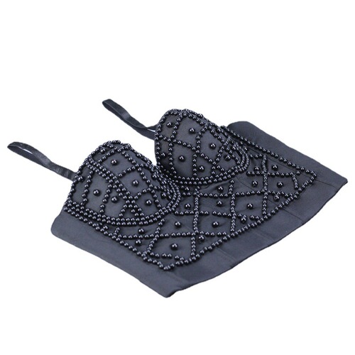 Factory direct sales pearl camisole women's outer wear ins fashionable back exposed navel sexy short tube top women's summer