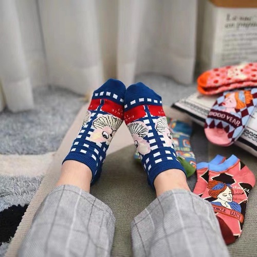 French cat men and women short-cut low-cut ins trendy socks cotton retro college style socks summer literary Japanese boat socks