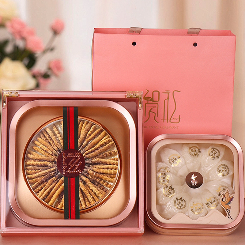 轻奢风虫草海参鹿茸西洋参礼品盒亚克力滋补保健品包装送礼礼盒子