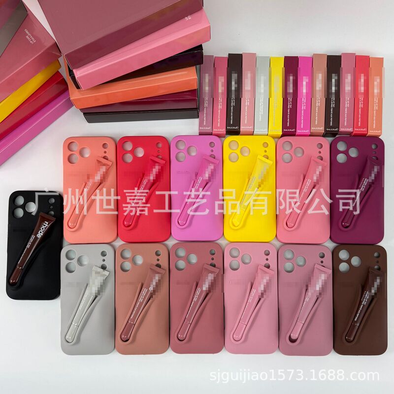 17 Cross-Border High-Quality Hailey Bieber Style Lip Gloss Fine-Hole Silicone Phone Case iPhone 17 Pro Max Lipstick