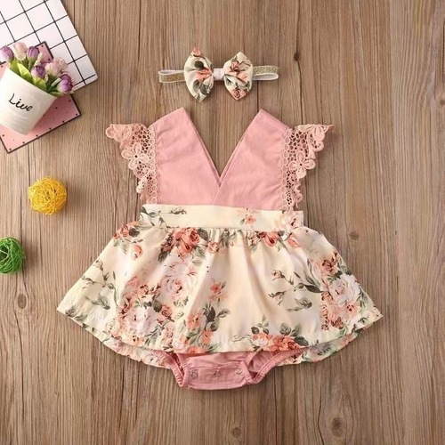 Baby one-piece romper newborn clothing infant sleeveless princess dress summer thin lace crawling suit cross-border wholesale