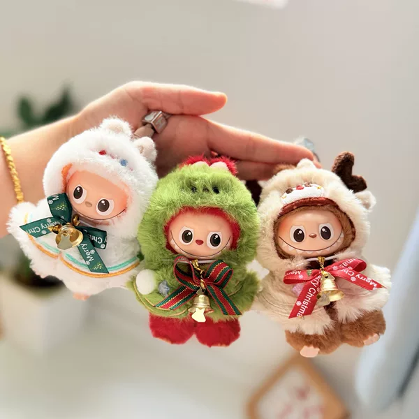 10cm Mini Labubu 4.0 Clothes Christmas Elf Cape Cloak Labubu 4Th Generation Doll Clothes Accessories