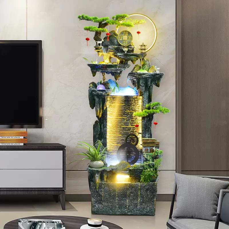 中式假山喷泉流水摆件循环水鱼缸室内客厅办公室落地景观开业招财