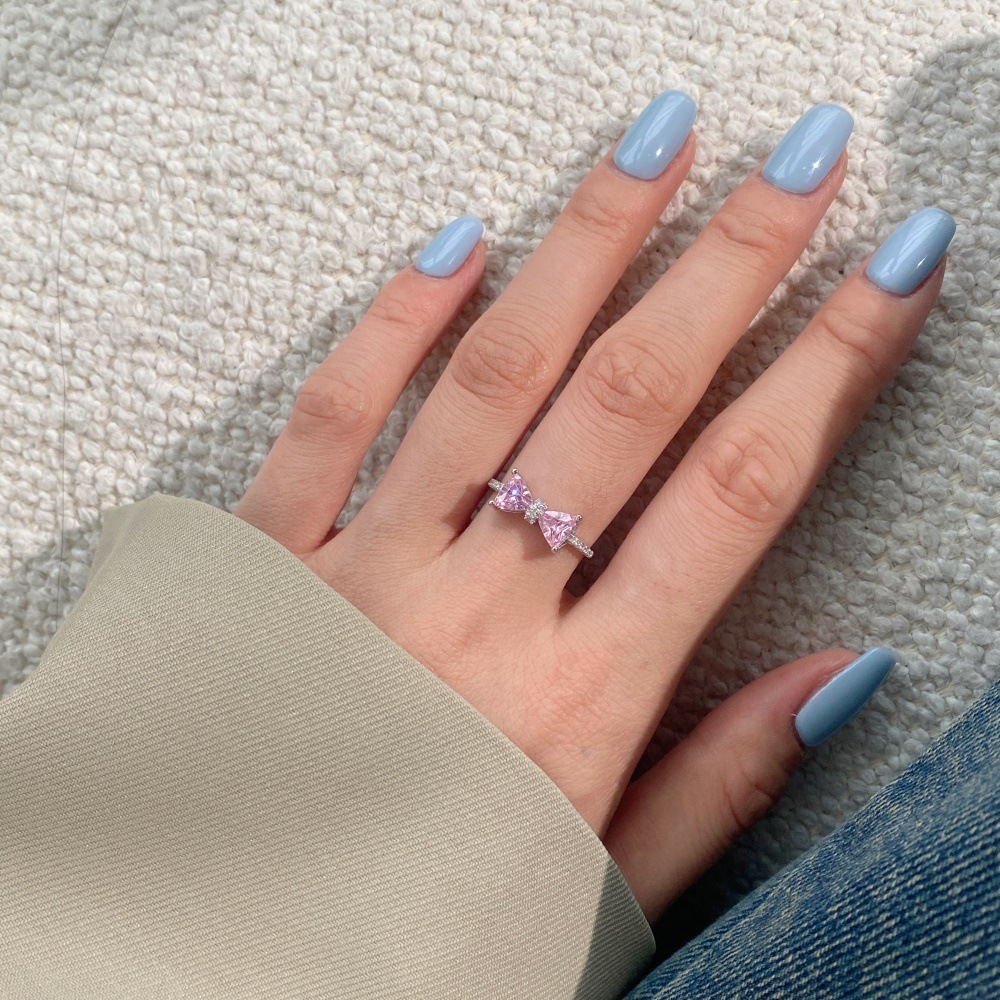 3g Weight Zircon Inlay Material Rings Classification 1 Piece Quantity Daily, Date Occasion 925 Sterling Silver Material Water Droplets, Heart Shape, Bow Knot Pattern Women's Gender Plating Design Elegant, Sweet Style 925 Sterling Silver Zircon Water Droplets Heart Shape Bow Knot Rings 925 Sterling Silver Rings 6