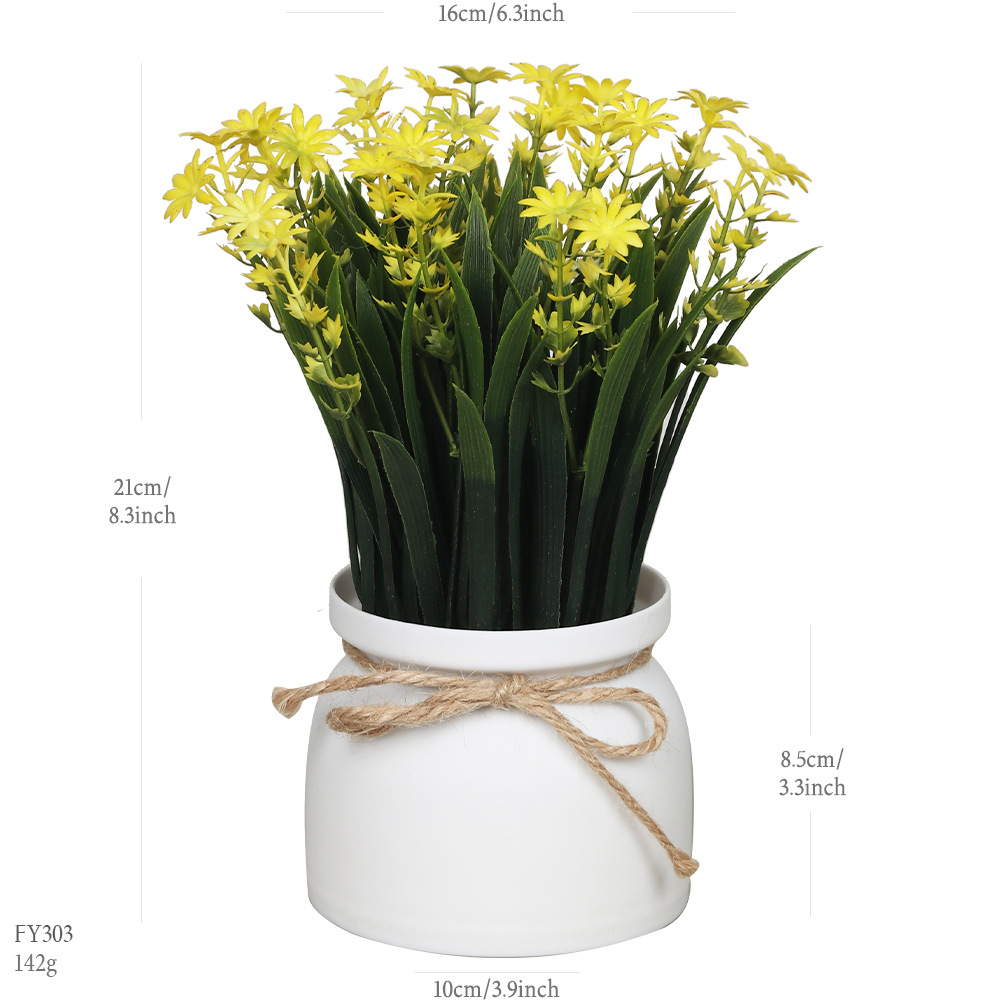 Nuevo escritorio de maceta de simulación transfronteriza adornos decorativos de plantas verdes, hierba de primavera, crisantemo, cuerda de cáñamo, planta de simulación de bonsái de plástico image 9