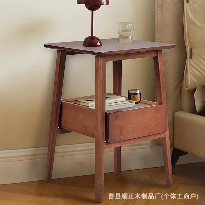 Factory Direct Sales Modern Simple Brown Round Table Compact Open Bedside Table Suitable for Small Spaces in Living Rooms and Bedrooms