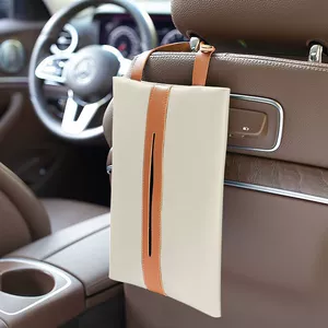 Creative Hanging High-End Car Tissue Bag In-Car Leather Tissue Box Bathroom Toilet Wall-Mounted Tissue Bag