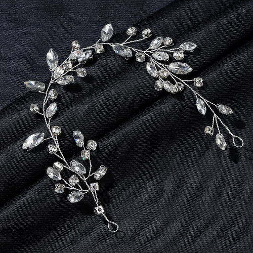 Amazon Bride Wedding Headscarf Crystal Silver Leaf Bridal Hair Accessories Bridal and Bridesmaid Rhinestone Hairband