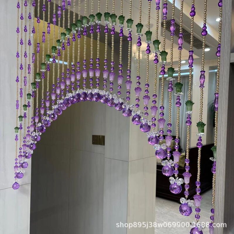Crystal Bead Curtain Crystal Beads Door to Toilet Ins Feng Shui Crystal Purple Peace Bottle Meets Wealth
