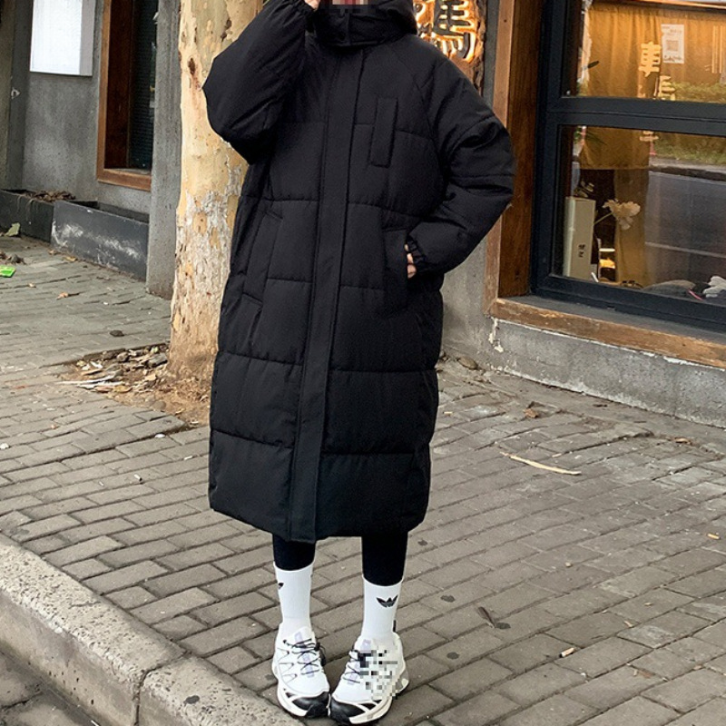 코튼 패딩 재킷 여성용 롱 2024 겨울 새로운 두꺼운 코튼 패딩 재킷 느슨한 한국 빵 세트 중간 길이의 코튼 패딩 재킷