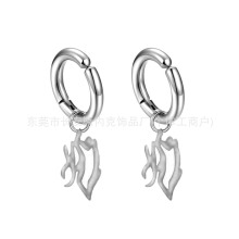新款不锈钢火焰吊坠无耳洞耳夹高抛光个性儿童耳饰无需穿孔耳扣
