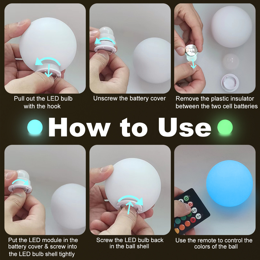 Venta caliente transfronteriza piscina bola flotante luz bola led bola luminosa control remoto al aire libre impermeable colorido piscina luz