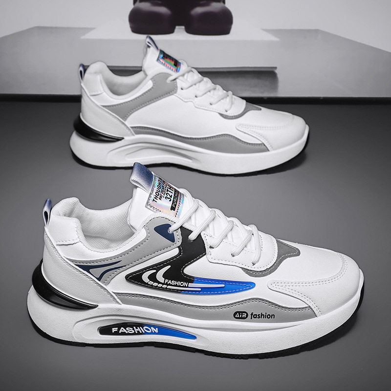 Giày thể thao nam da PU chống nước kiểu sneaker đế mềm chống trơn trượt — D291 màu trắng, D291 màu xám, D291 màu đen