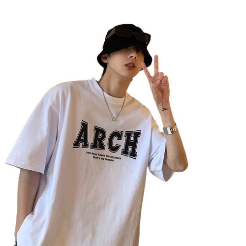 Men's Short Sleeve Summer T-Shirt Loose Fit T-Shirt Halter Neck Base Shirt Men's Trendy Brand T-Shirt