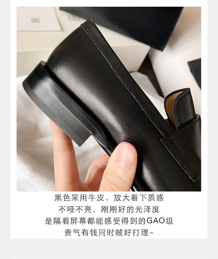 Giày lười nữ da lộn cổ điển mũi tròn đế bằng gót 3–5 cm — Màu nâu kaki, màu đen chi tiết 12