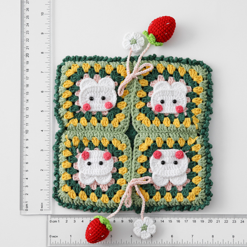 手作りの完成品の収納袋の雪菲糸フックティッシュのティッシュのティッシュの袋のシリーズのいちごのウサギのティッシュの箱の子猫のカエル