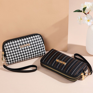 Daiouya 2024 New Women's Clutch Bag Fashionable Mobile Phone Small Bag Double-Layer Zipper Wallet Long Clutch Bag