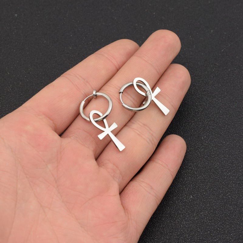 4g Weight Stainless Steel Ear Needle Material Drop Earrings Classification 1 Piece Quantity Holiday, Daily Occasion Stainless Steel Material Cross Pattern Unisex Gender Polishing Design Casual, Simple Style Style 1 Piece Casual Simple Style Cross Polishing Stainless Steel Drop Earrings 6