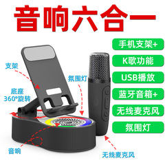 Bluetooth スピーカー携帯電話タブレットホルダー回転可能な 6 イン 1 カラオケライブブロードキャストデスクトップ多機能ワイヤレスマイク