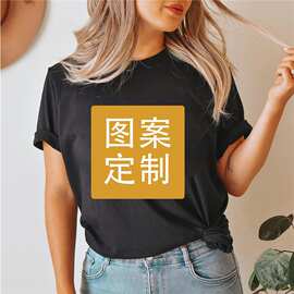 跨境欧码220克棉T图印图片短袖跨境夏季工厂直发