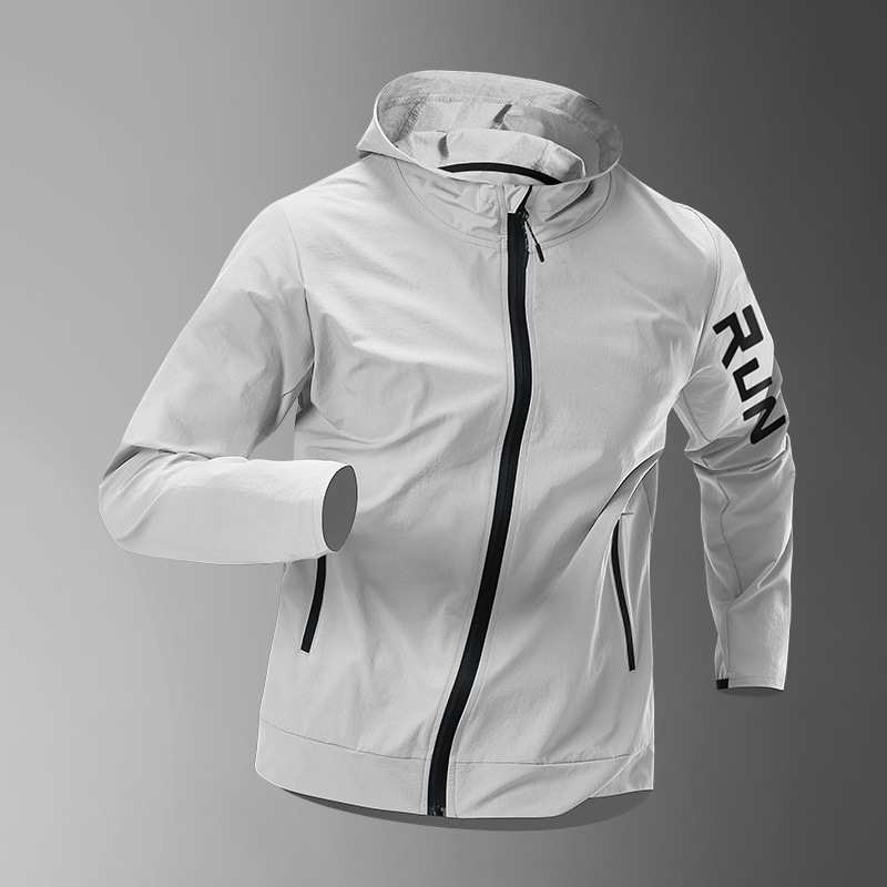 Chaqueta para correr, cortavientos de primavera para hombre, entrenamiento a prueba de viento, ropa deportiva de primavera y otoño, impermeable, a prueba de lluvia, de secado rápido, ciclismo al aire libre con capucha