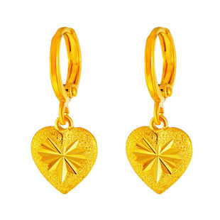 Gold Pure Gold Earrings Women's genuine goods 999 Thousand Foot Real Gold Earrings Women's 24K Gold Hong Kong Duty Free Gold Women's Earrings