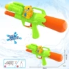 Cartoon green dinosaur, water gun