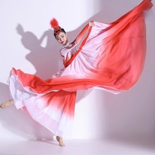 开场舞大摆裙时代浪潮灯火里的中国舞蹈服两面翻渐变伴舞演出服女