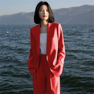 Spring Blazer Women's 2025 Spring New Korean Style Fashion Suit Blue Street Style Design Top