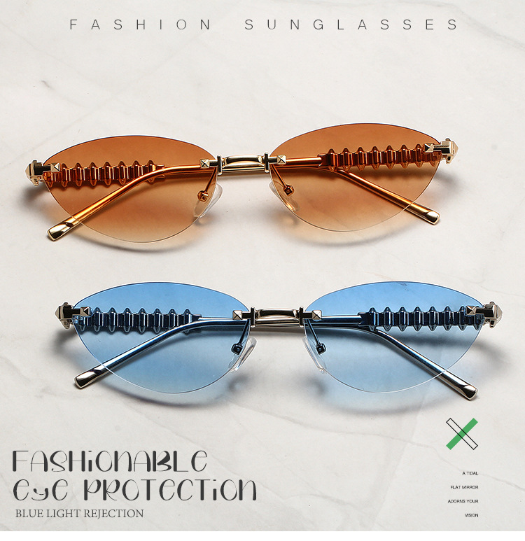 Óculos de sol cat eye para mulher e homem proteção uv sem aro_voghion.com