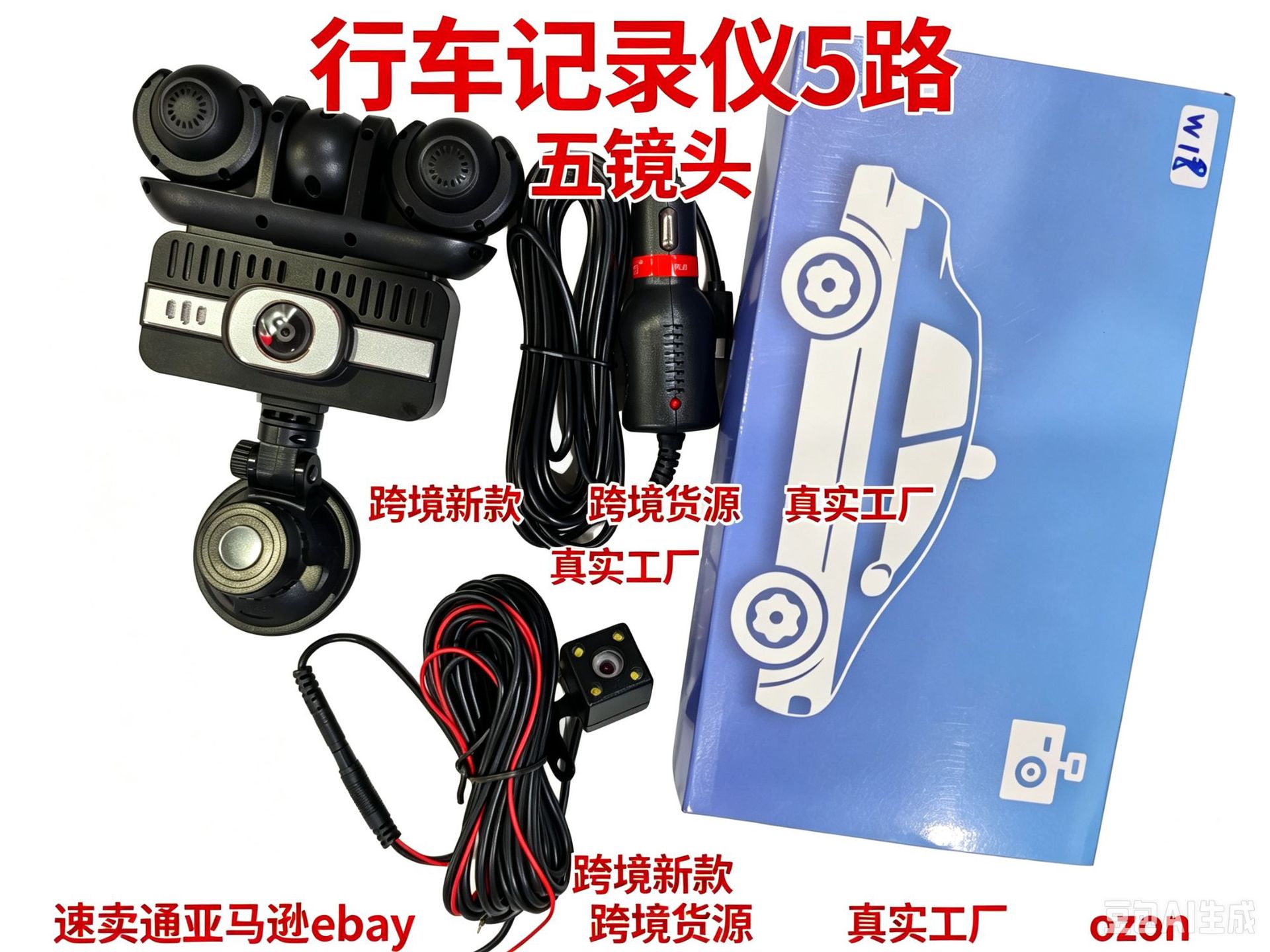 W18-5 Lens Dashcam 3.16-inch 1080P Five-Channel Camera Manufacturer's Best-Selling Product for Foreign Trade and E-commerce on Amazon