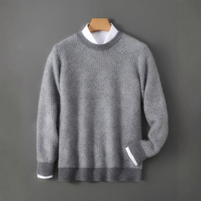Cashmere Knitted Sweater Knitted Wool Sweater with Men's Australian Trendy New Diamond Jacquard Autumn and Winter
