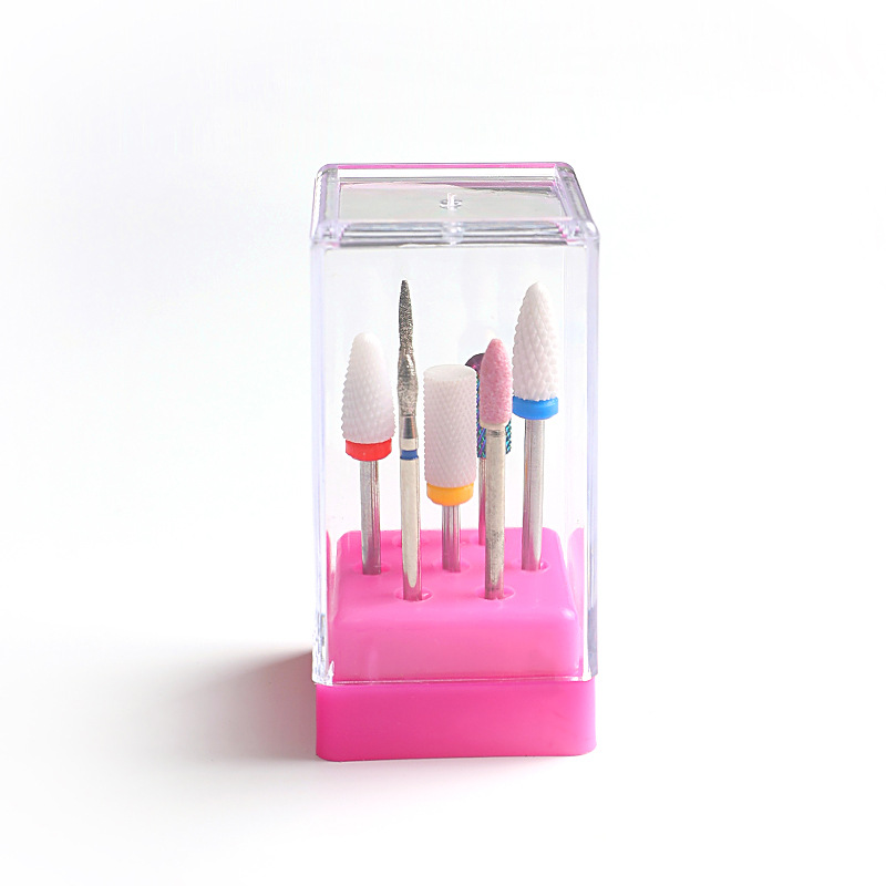 Caja de almacenamiento de cabeza de pulido de uñas caja de herramientas portátil de plástico transparente estante de almacenamiento de escritorio acrílico japonés